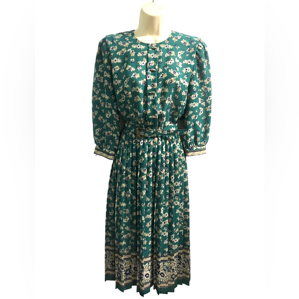 Vintage Lady Carol‎ Petites 1980s Secretary Shirt Dress Pleated Skirt Women’s 6